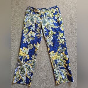 Banana Republic Blue and Yellow Floral Cropped Pants